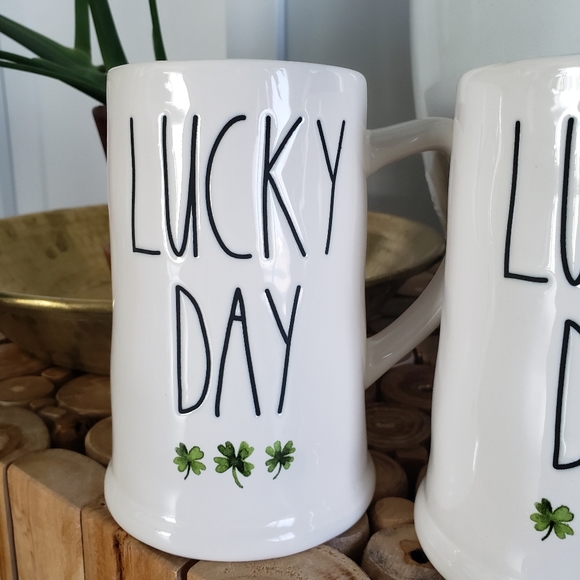 Rae Dunn Lucky Day Beer Stein Pair - Picture 4 of 4